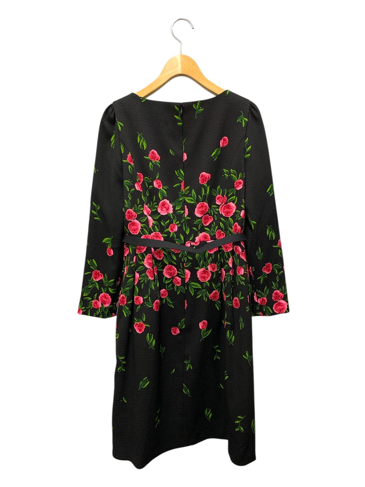 エムズグレイシー 621723 ワンピース 36 ブラック フラワーモチーフ