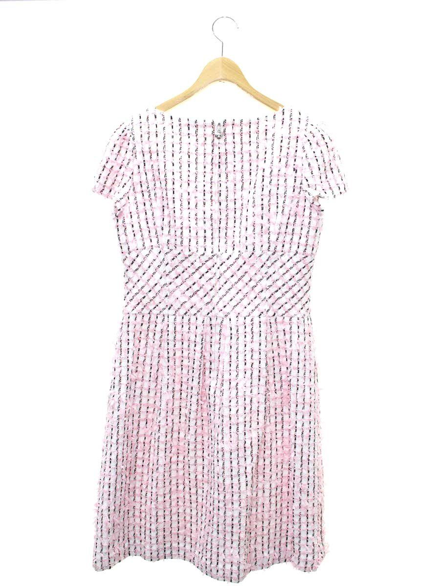 エムズグレイシー 111106 ワンピース 42 ピンク ツイード パール リボン