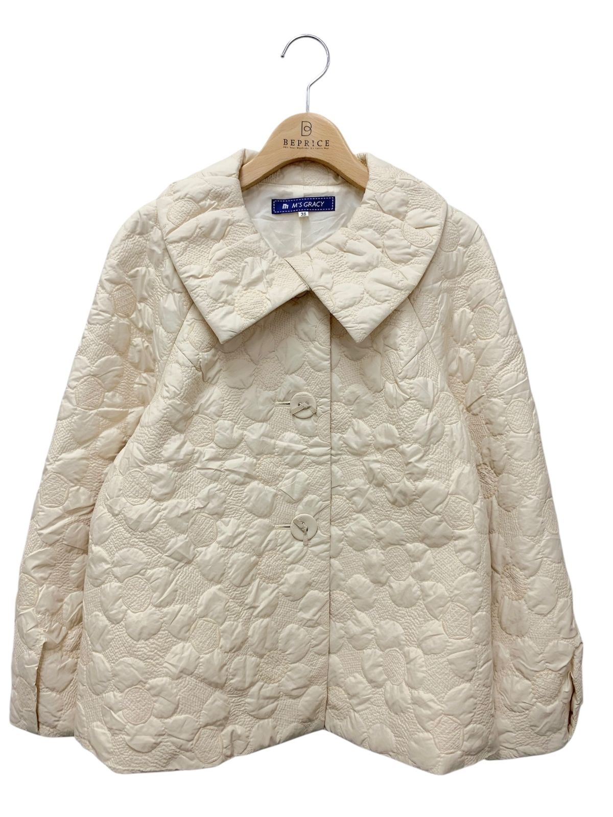 エムズグレイシー 129516 ジャケット 38 アイボリー 花 刺繍