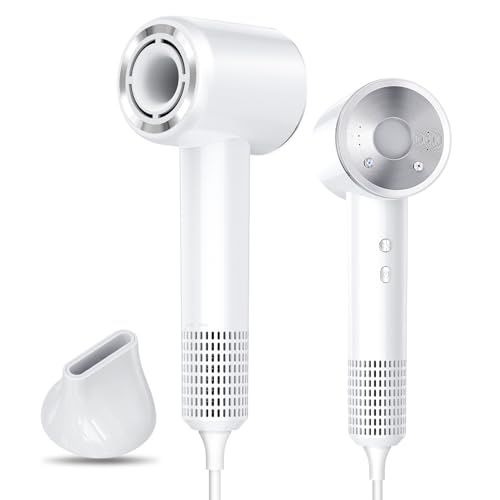 革新モデル 5億マイナスイオン ドライヤー 大風量 速乾 1400 W 高速風 4段階温度＆3段階風量 ヘアドライヤー 軽量 過熱防止 磁吸ノズル付 携帯用ドライヤー 静音 コンパクト 日本向け設計 旅行用 家庭用 ホワイト m