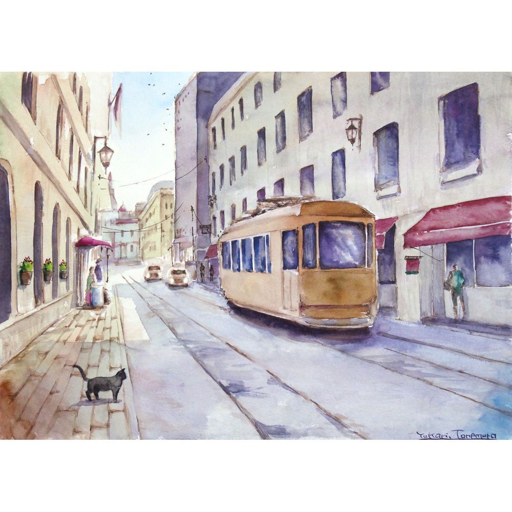 原画）streetcar【B5規格／水彩画／#2965b】 - メルカリ