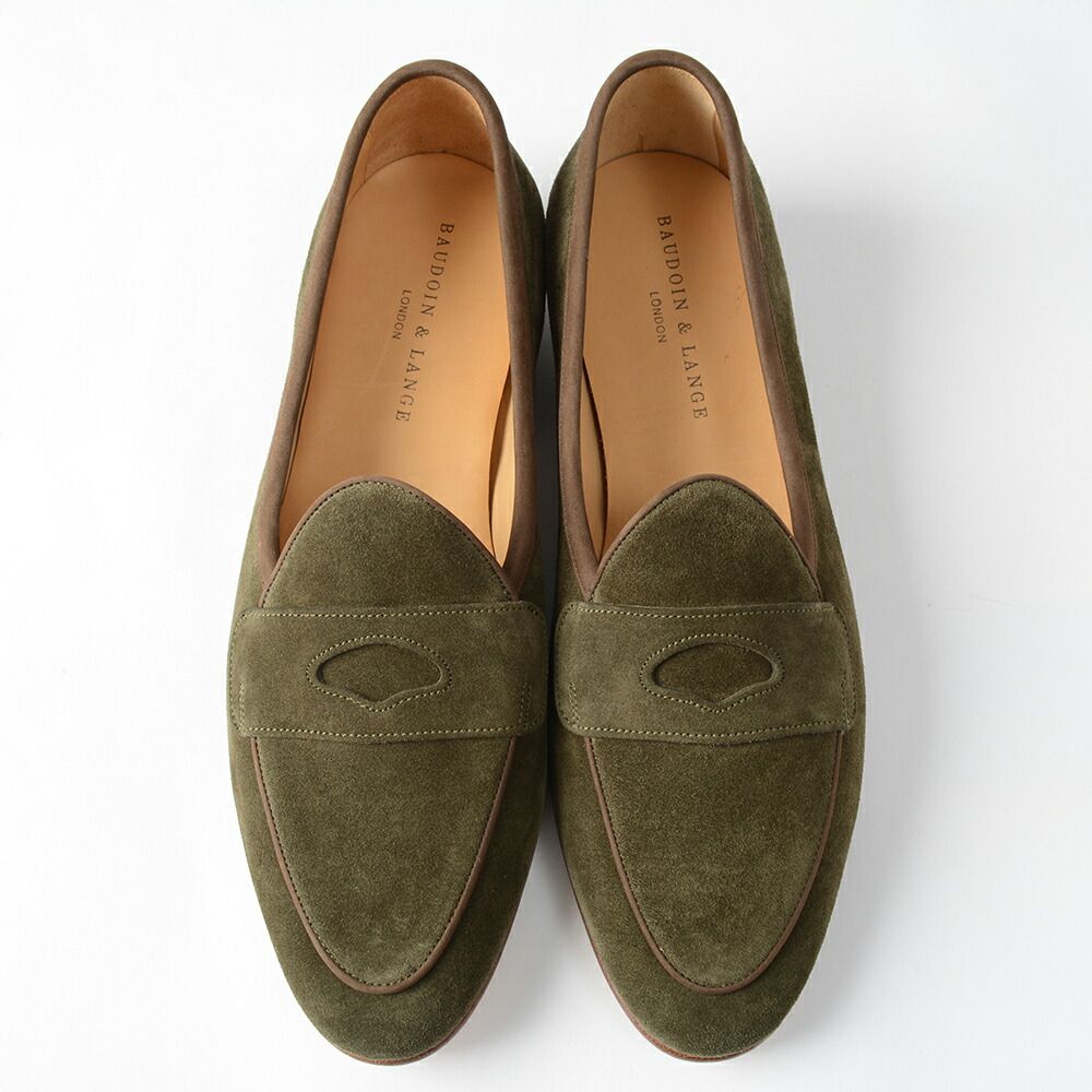 50 OFF 定価102 300円 ボードイン アンド ランジ スエードローファー GSUE NUB 41 カーキ 英国製 f 10317