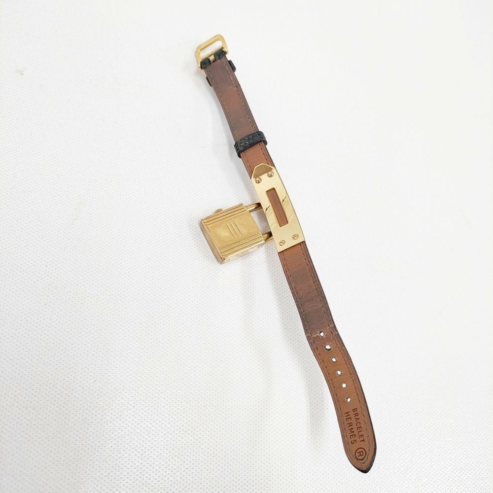 HERMES ケリーウオッチ ヴィンテージ 南京錠 80年代 アクセサリーウオッチ 腕時計 グリーン ゴールド レディース エルメス 5 1222 G◎