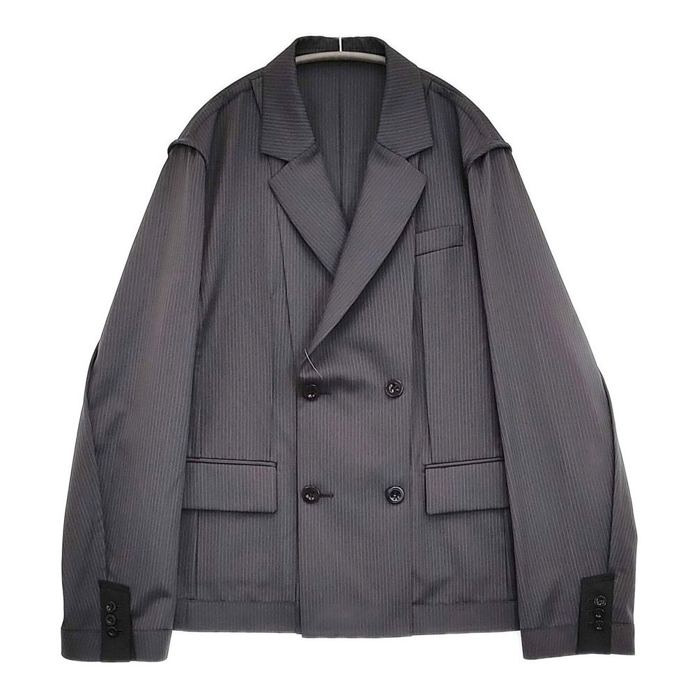 Sacai Doeskin Jacket 定価137500円 25 03632 M サイズ2 ストライプ テーラードジャケット SS チャコールグレー メンズ サカイ 5 1222 M♪
