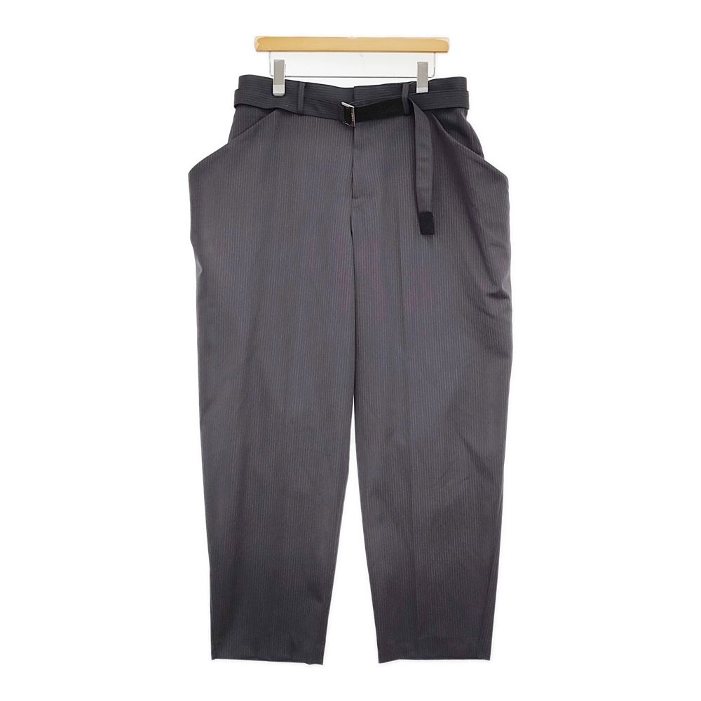Sacai Doeskin Pants 定価121000円 25 03633 M サイズ3 イカパンツ ストライプ パンツ SS チャコールグレー メンズ サカイ 5 1222 G♪