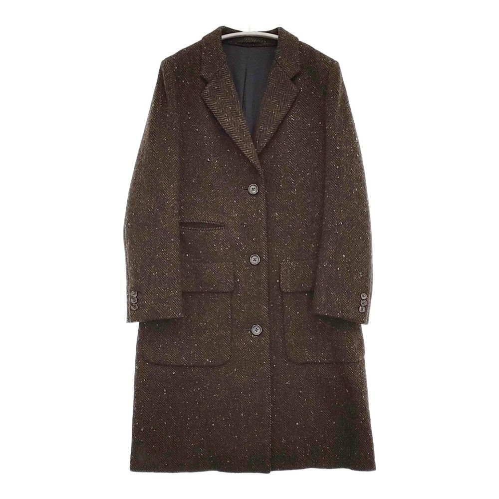 HOWELL WOOL COAT ヘリンボーンウール 定価121000円 チェスターコート ブラウン レディース マーガレットハウエル 5 1222 T♪