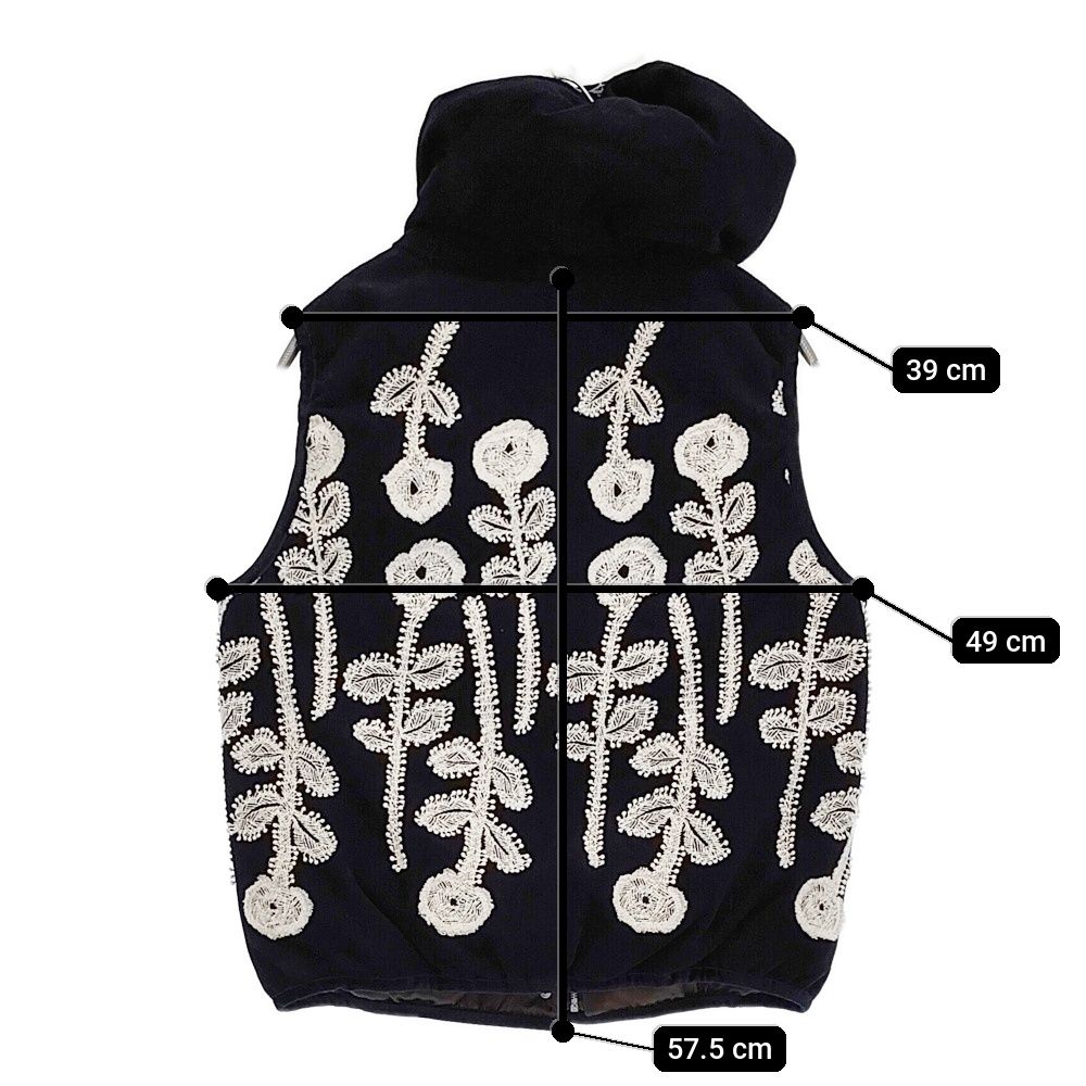 ままりんミナペルホネン サイズ38 frost garden ダウンベスト mina perhonen frost garden 刺繍 サイズ38 sa2246 フード付き ダウン