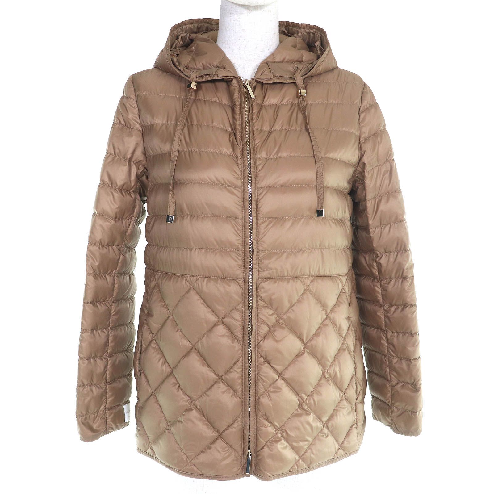 △Max Mara The Cube マックスマーラ ザキューブ バックベルト付き キルティング ダウンジャケット ブラウン 34 レディース