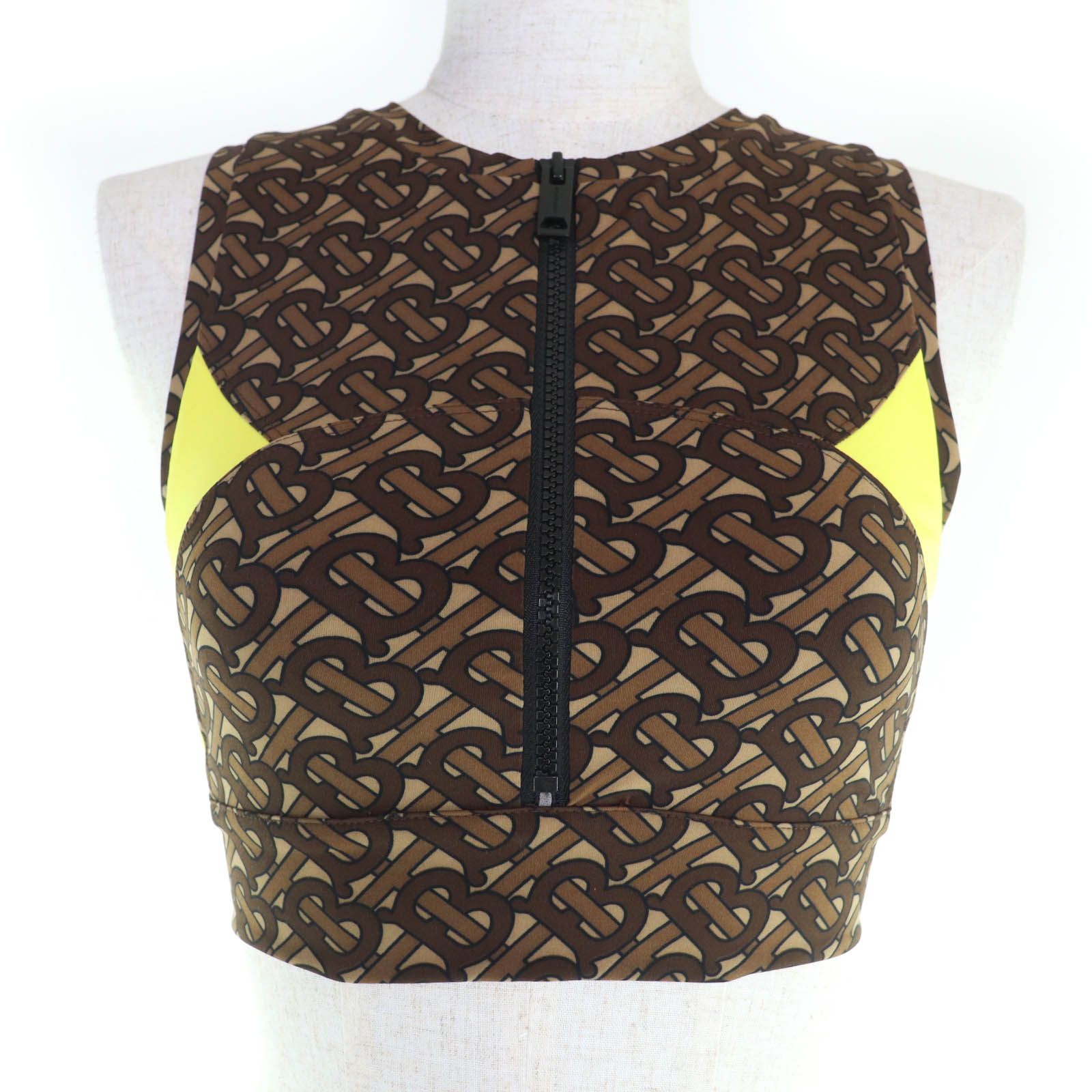 バーバリー 8030489 TBモノグラム ティッシ期 クロップド ノースリーブ トップス ブラウン XS レディース