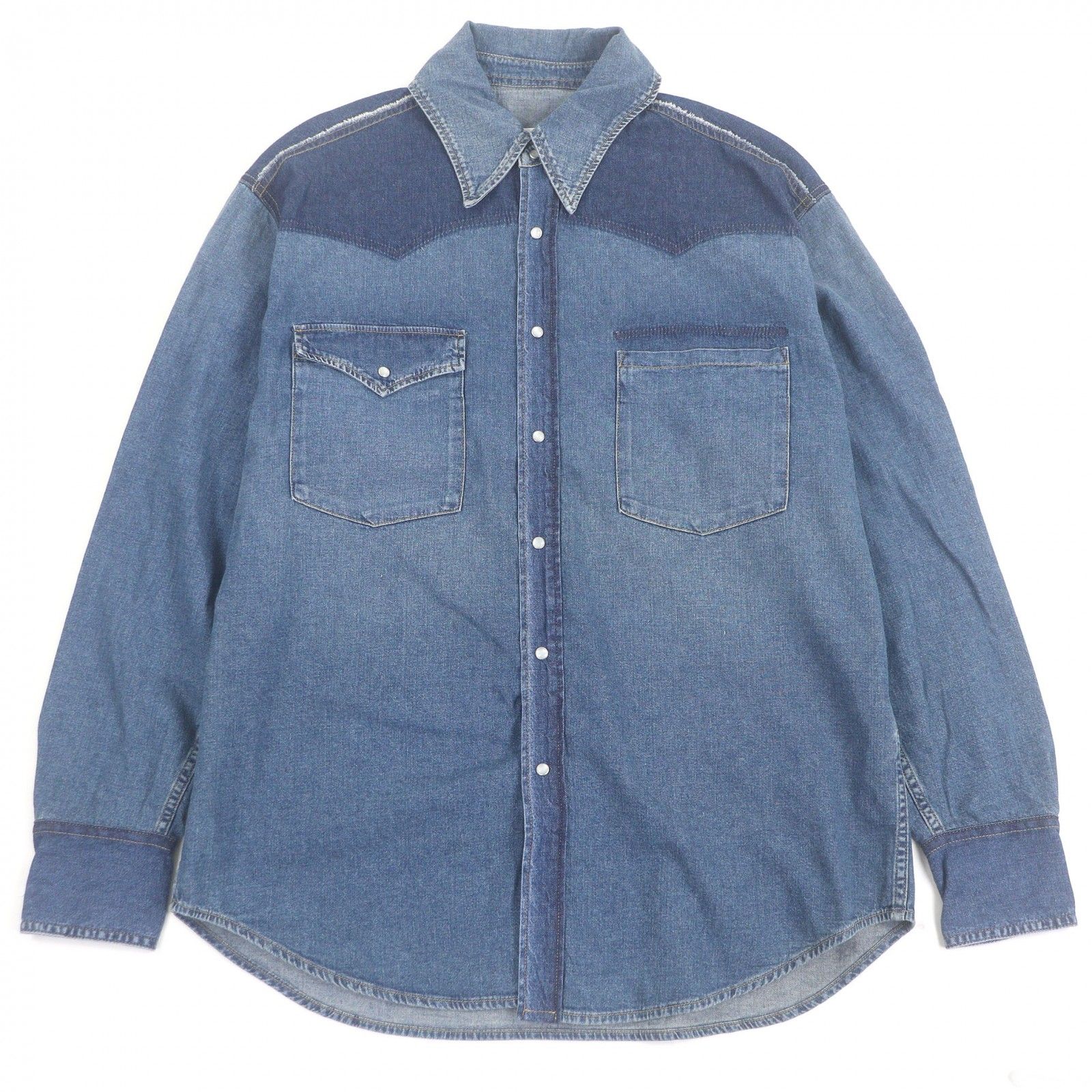 Maison Margiela 10 メゾンマルジェラ10 ウエスタンシャツ 長袖 デニムシャツ インディゴブルー 41 イタリア製 メンズ