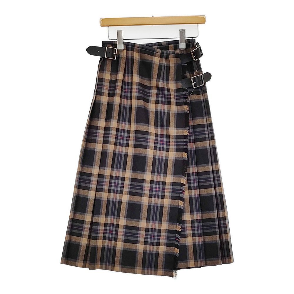 O NEIL OF DUBLIN WORSTED WOOL TARTAN MIDDLE KILT SKIRT 定価33000円 スカート 25 AW ベージュ グレー レディース オニールオブダブリン 5 1222 T♪