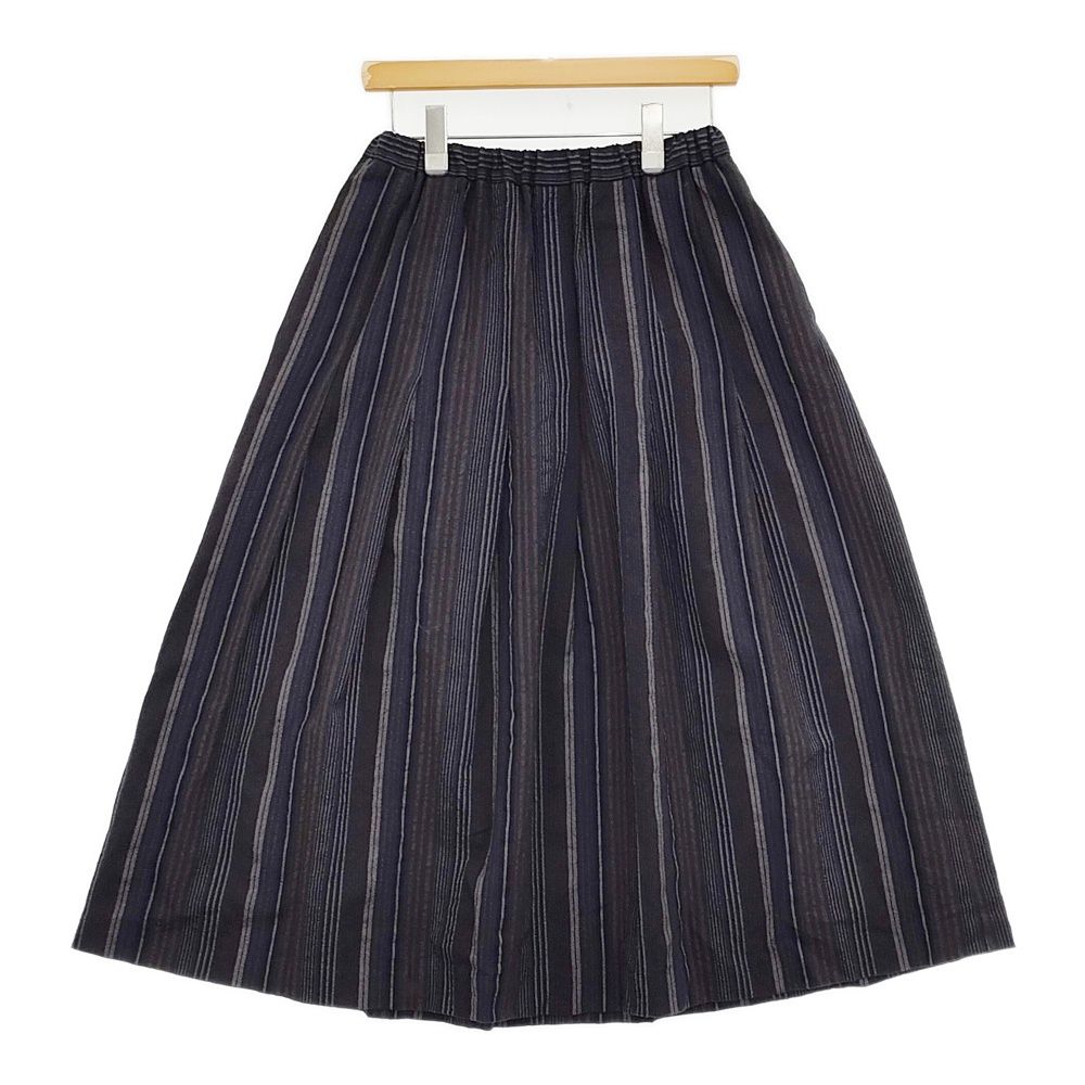 gungendo 綿ウール縞スカート菩提樹 定価42900円 ストライプ ロングスカート 25 AW ネイビー グレー レディース 群言堂 5 1222 T♪