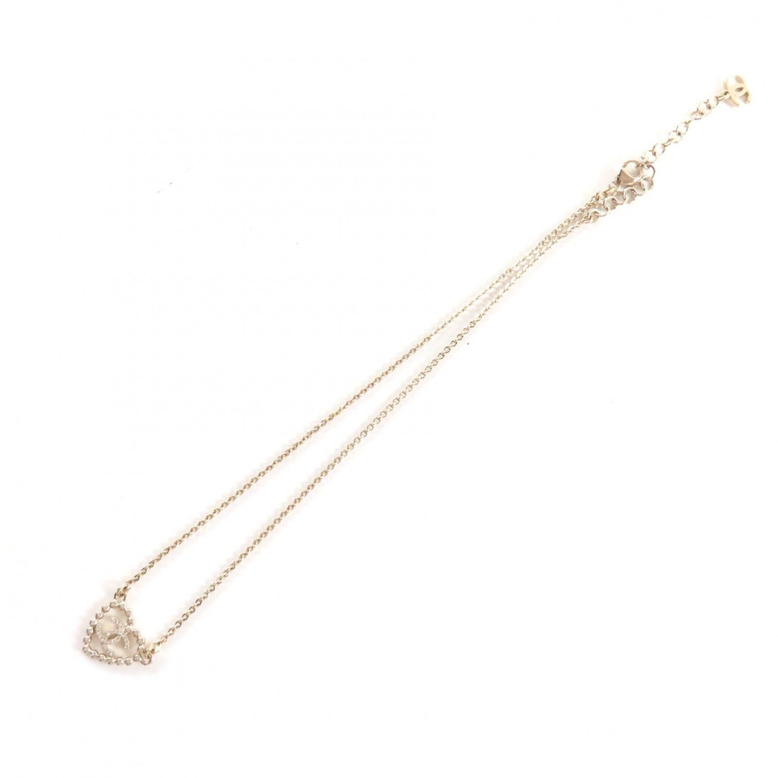 美品 CHANEL ゴールド ハート ロゴ ネックレス 箱付き コレクション