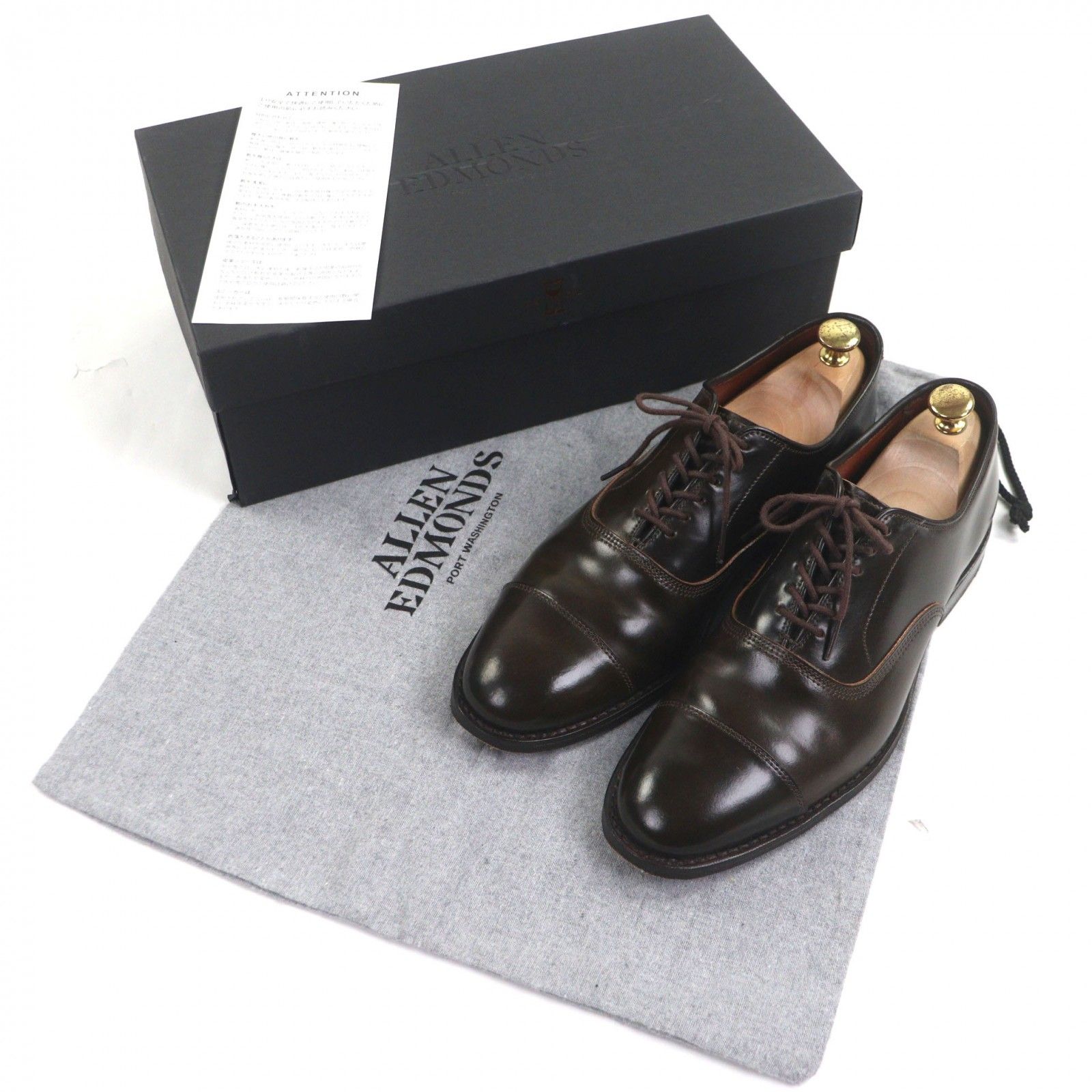 AllenEdmonds アレンエドモンズ パークアヴェニュー コードバン ストレートチップ レースアップ 内羽根 ビジネスシューズ レザーシューズ ダークブラウン 9 箱 保存袋付き メンズ