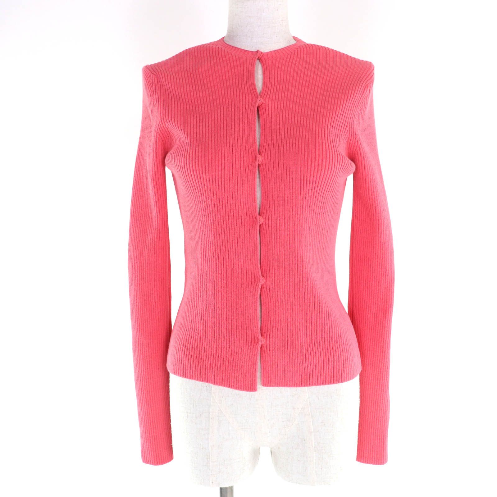 ♥品 FENDI フェンディ 2025年製 FZC 963 袖FFロゴ リブニット セーター カーディガン ピンク 40 イタリア製 レディース