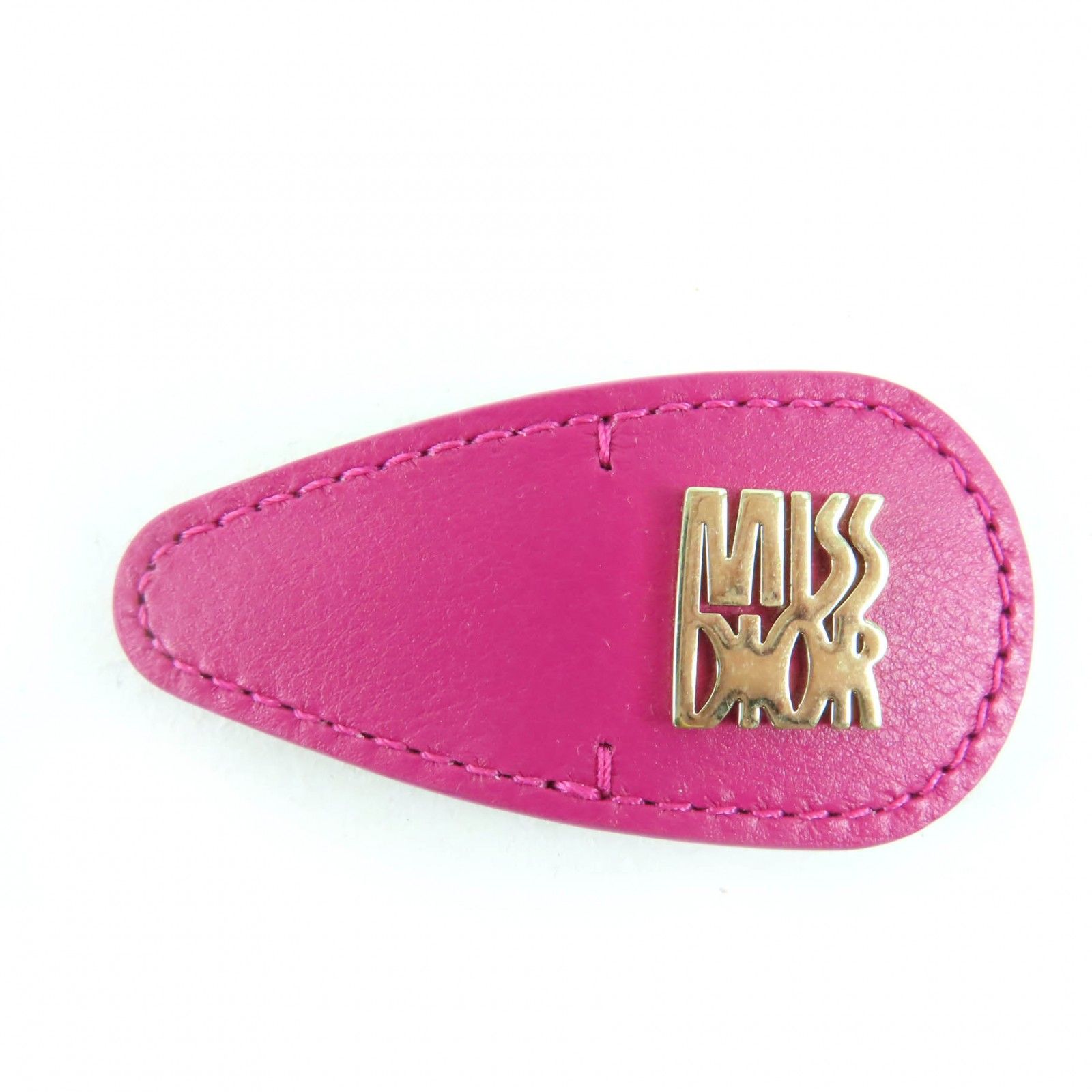 Christian Dior クリスチャンディオール MISS レザー ヘアクリップ ヘアアクセサリー ピンク ゴールド金具 箱 保存袋付き レディース