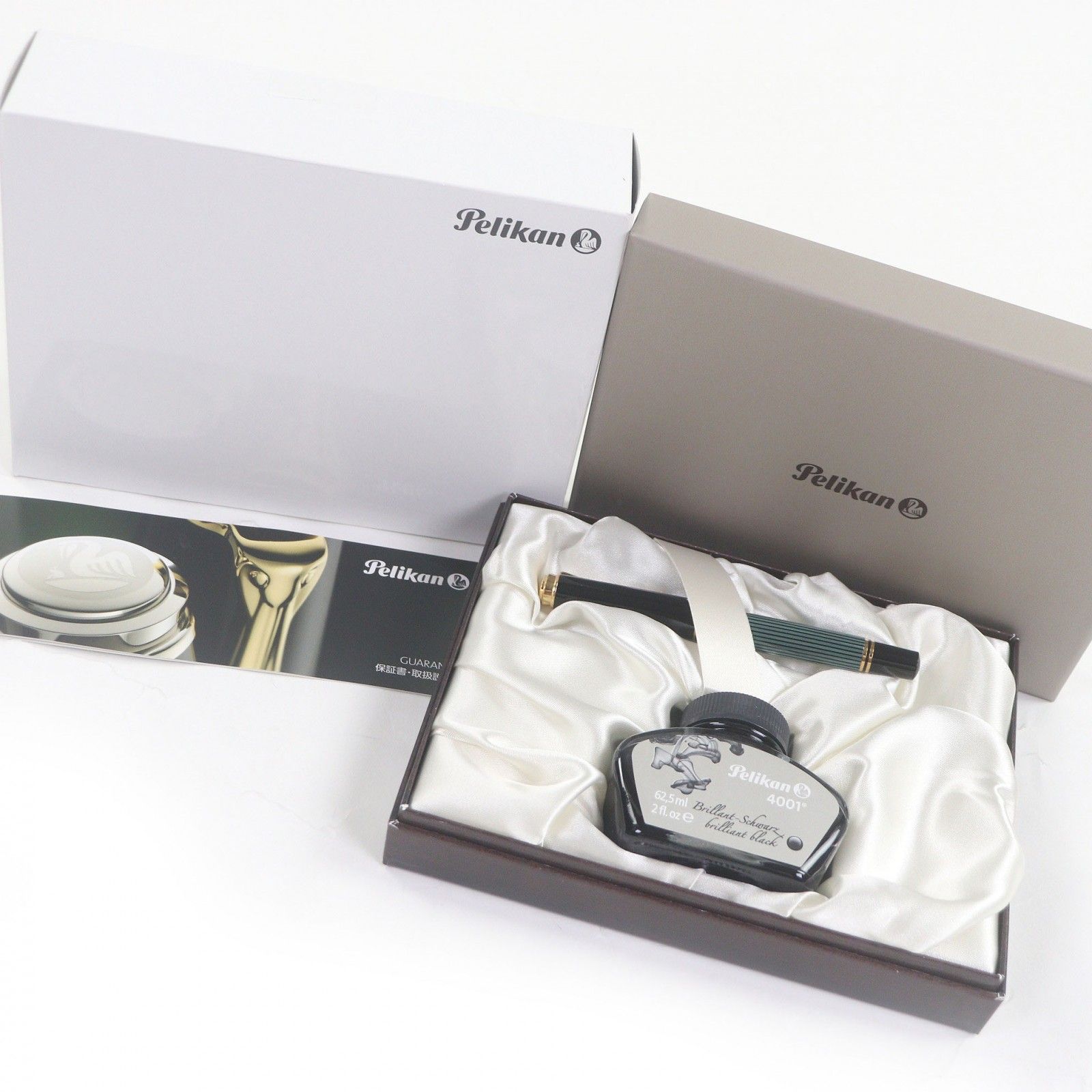 ♥品□PERIKAN ペリカン M 400 スーベレーン ペン先14 C Fニブ キャップ式 万年筆 グリーンストライプ ブラック 箱 ケース付き ドイツ製 メンズ