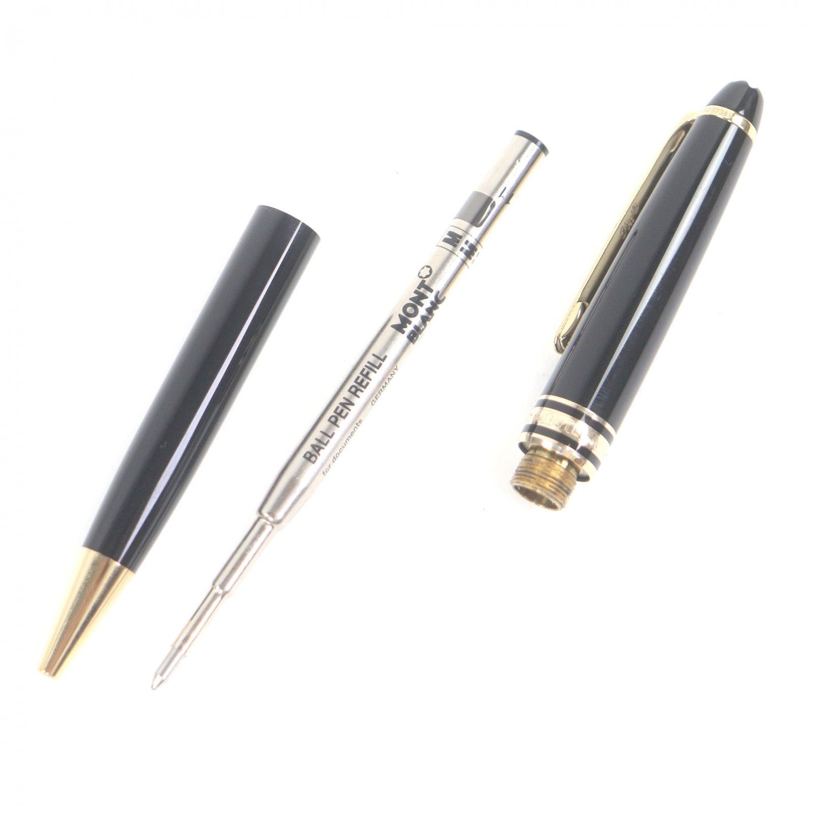 □MONTBLANC モンブラン マイスターシュテュック クラシック Pix ツイスト式 ボールペン ブラック ゴールド ドイツ製 メンズ 筆記 済み