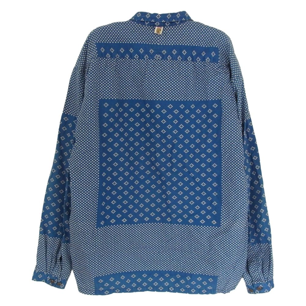 【中古】ビズビム VISVIM カーチフ ドット チュニック シャツ 長袖 KERCHIEF DOTS TUNIC SHIRT コットン リネン ブルー 1 0114105011027 VISVIM ビズビム 14SS KERCHIEF DOTS TUNIC SHIRT カーチフ ドット