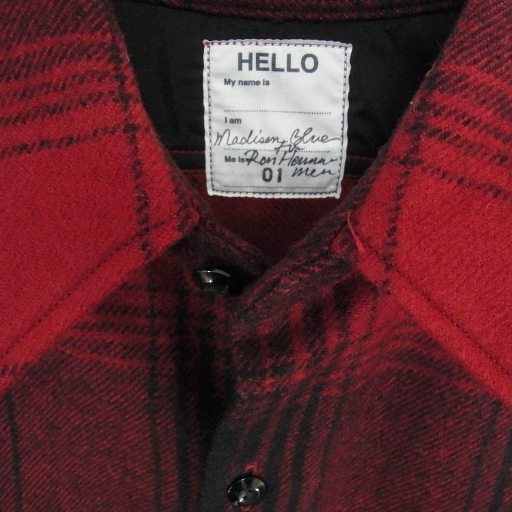 MADISON BLUE マディソンブルー 19AW MB194-5050RHM RonHerman ロンハーマン別注 長袖 ウール チェック ネル シャツ レッド系 S【中古】 MADISON BLUE マディソンブルー 19AW MB194-5050RHM RonHerman ロン