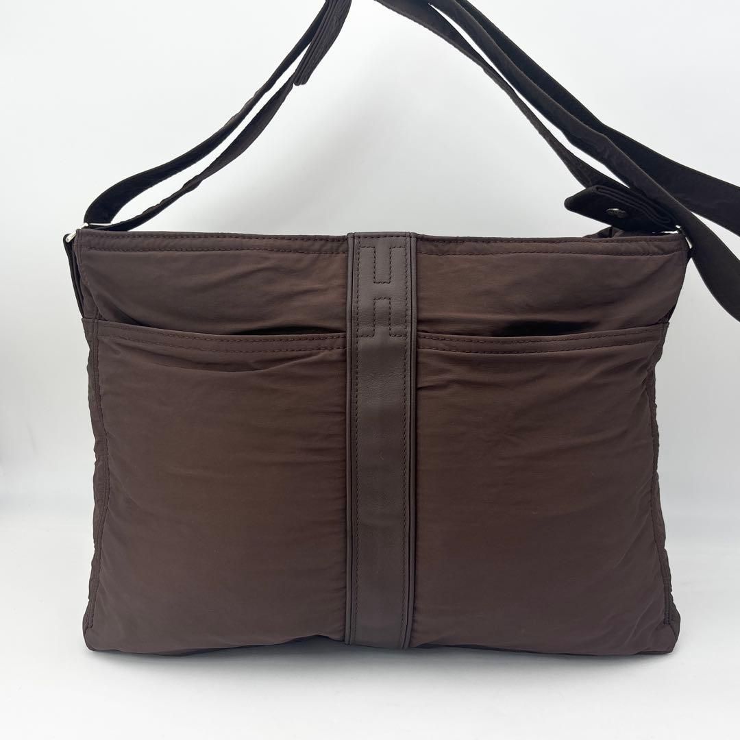 エルメス アカプルコ バサスMM ナイロン ショルダーバッグ ブラウン 茶色 クロスボディ 斜めがけ 通勤 通学メンズ 鞄 カバン