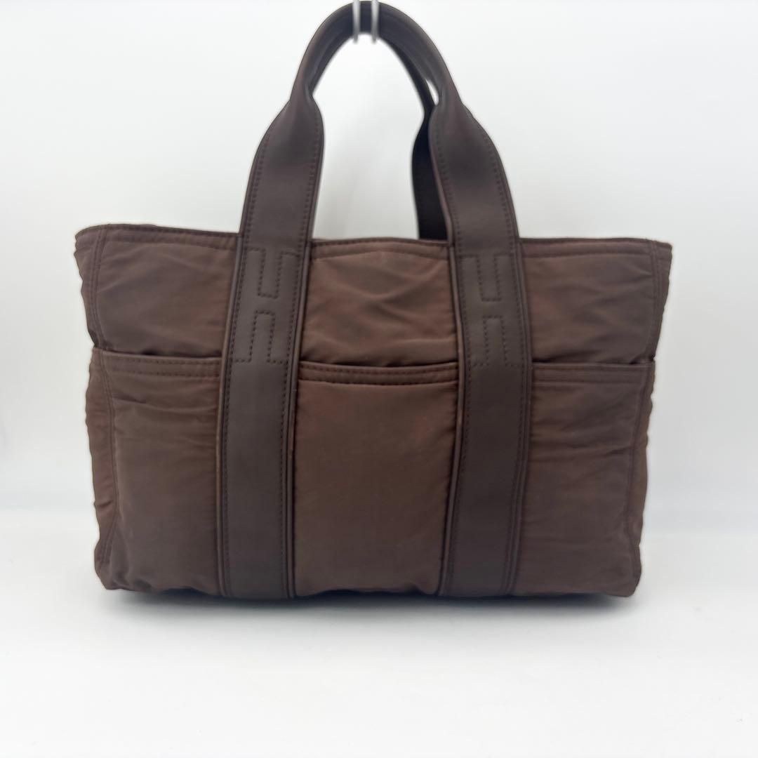 エルメス アカプルコPM トートバッグ ブラック ナイロン レザー ミニトート エルメス アカプルコPM トートバッグ ブラック ナイロン レザー