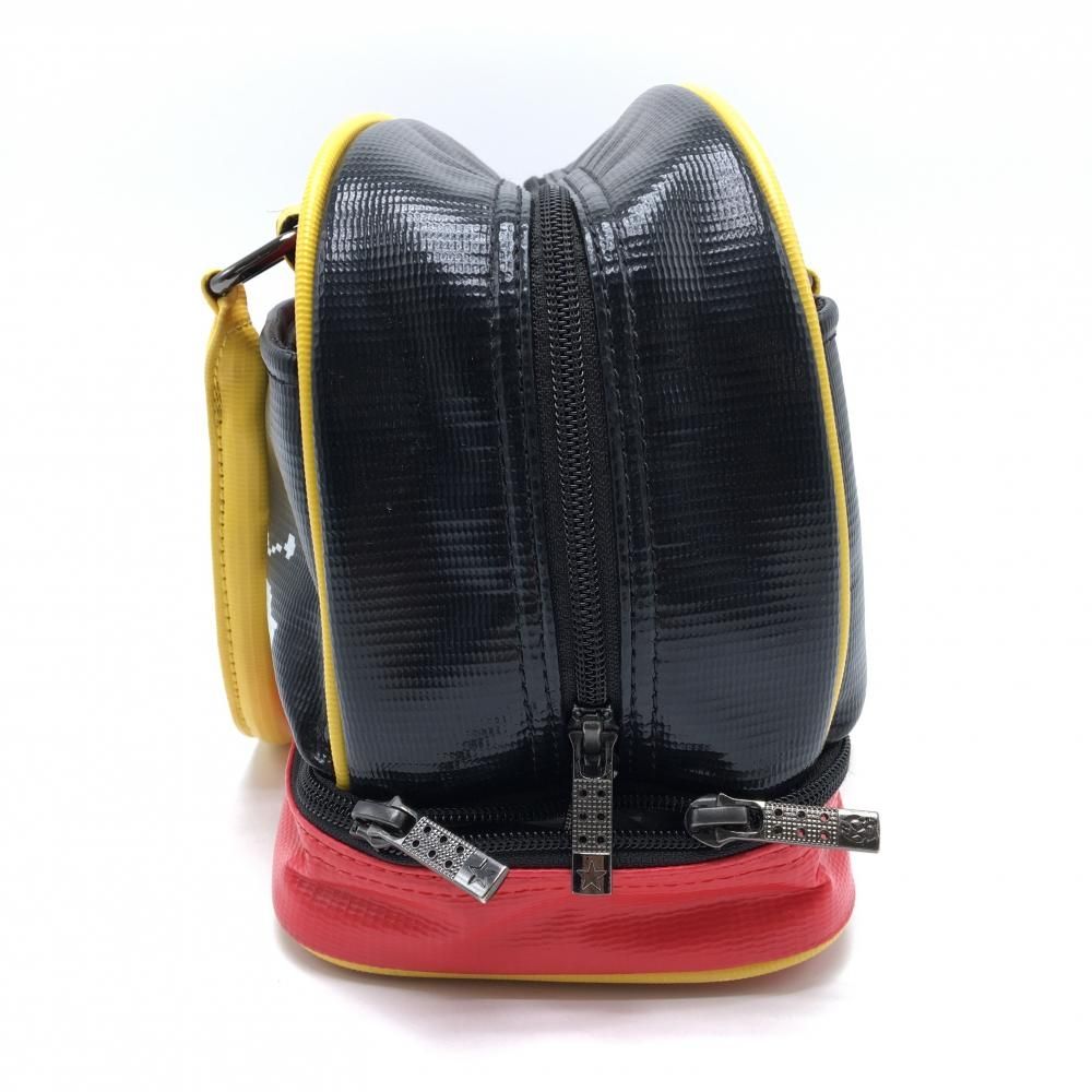 新品 Russeluno ラッセルノ ルチャ ベルクロ カートバック 美品】ラッセルノ 二層式カートバッグ レッド×黒×イエロー ルチャ 内外