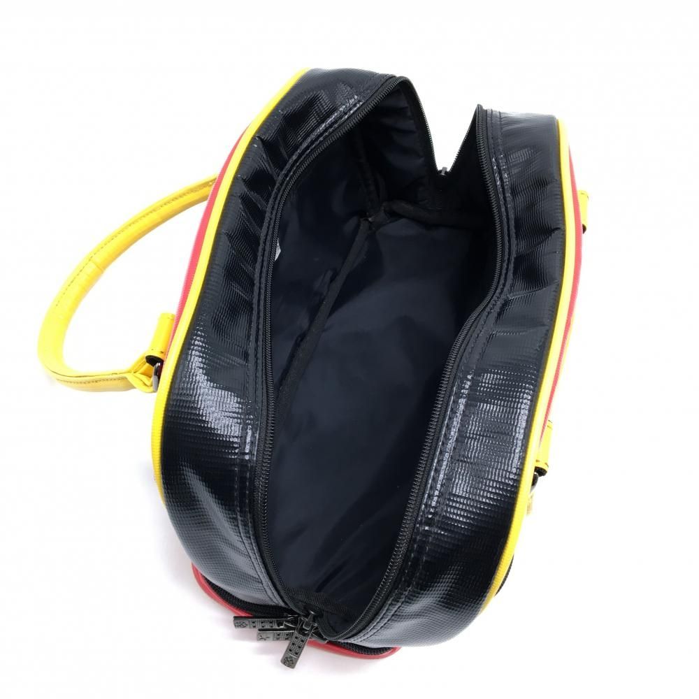 美品】ラッセルノ 二層式カートバッグ レッド×黒×イエロー ルチャ 内外