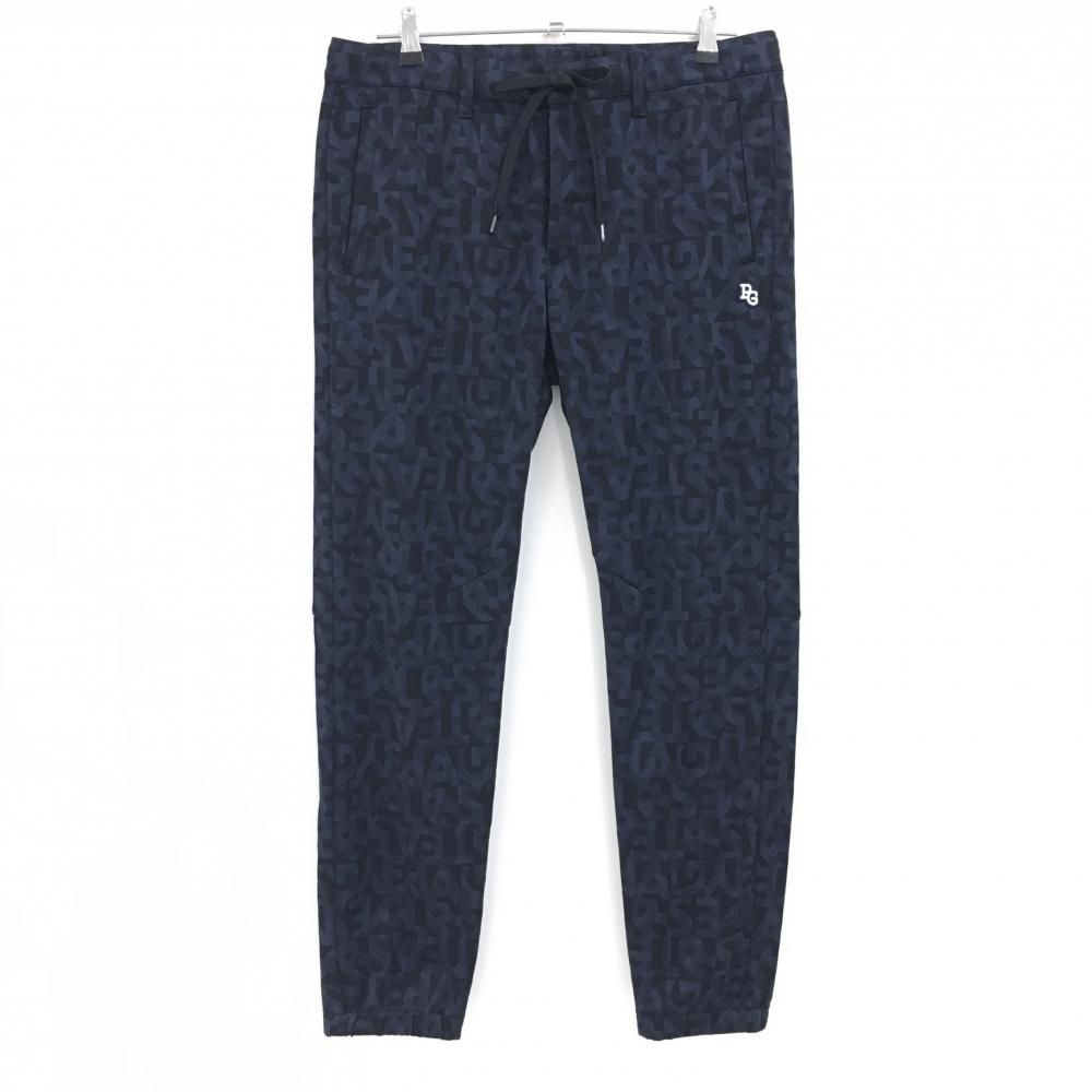 超 パーリーゲイツ パンツ ネイビー 黒 ロゴ総柄 ウエスト調整紐 メンズ 6 XL ゴルフウェア 2025年モデル PEARLY GATES