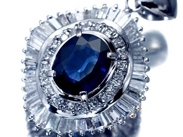 ジュエリー 上ブルー 天然ブルーサファイア2 00 ct＆天然ダイヤモンド1 30 ct 超 Pt 900ペンダントヘッド h 8135 zu