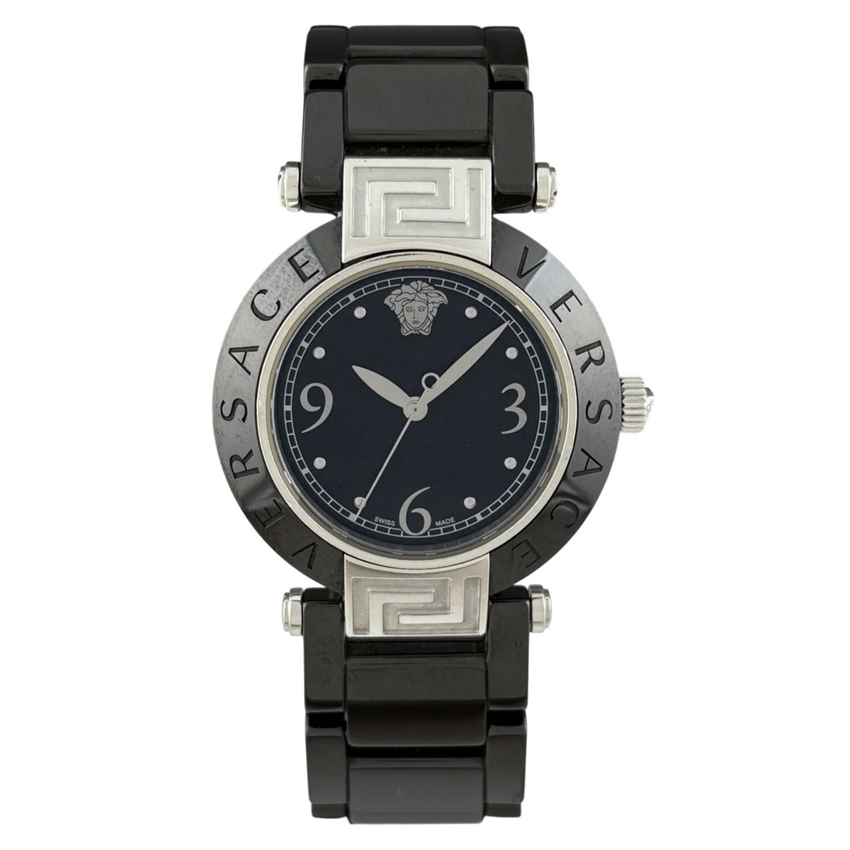 ヴェルサーチ VERSACE レイヴ 92 Q 腕時計 SS セラミック クォーツ ブラック メンズ