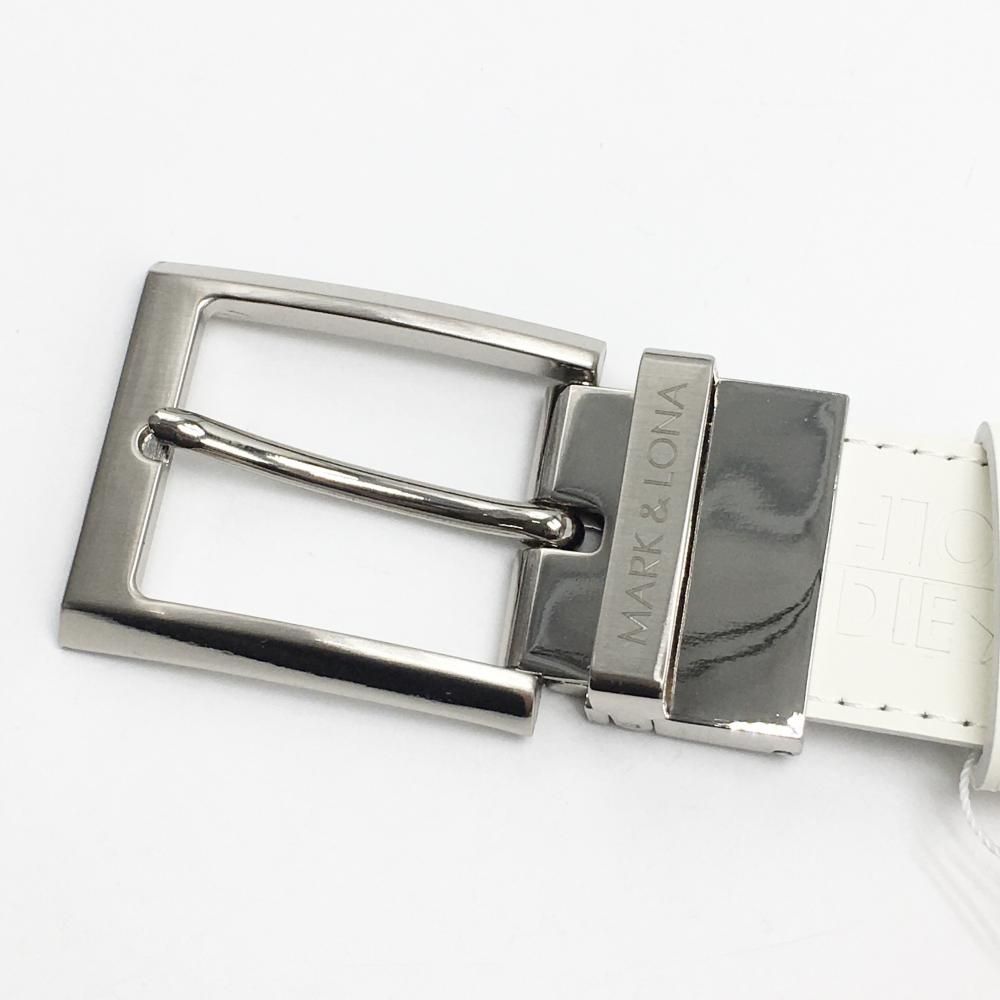 新品】マークアンドロナ ベルト 白 バックルシルバー ロゴ型押し