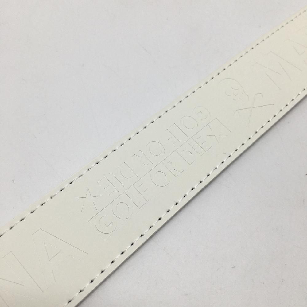 新品】マークアンドロナ ベルト 白 バックルシルバー ロゴ型押し