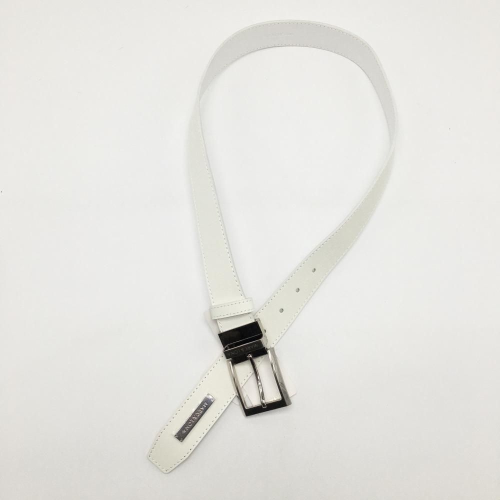 マークアンドロナ　ベルト　白　新品 新品】マークアンドロナ ベルト 白 バックルシルバー ロゴ型押し