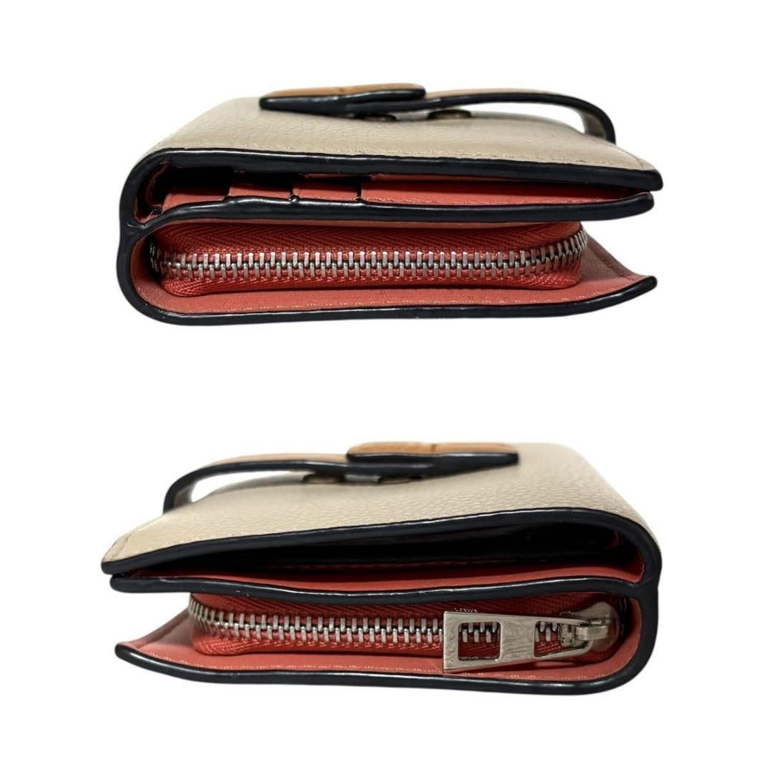 完売カラー 美品 LOEWE コンパクトウォレット アナグラム レザー 二