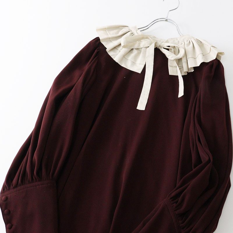  マダマダ madder ギャザー付け襟 ワンピース レッド系 ボルドー トップス ドレス 変形スリーブ その他 その他