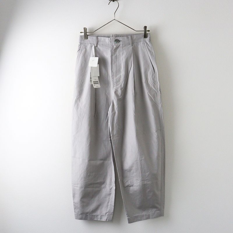 定価6 6万 2025 SS ミナペルホネン mina perhonen pietra シルクコットン タック入りテーパードパンツ 38 薄グレー┃
