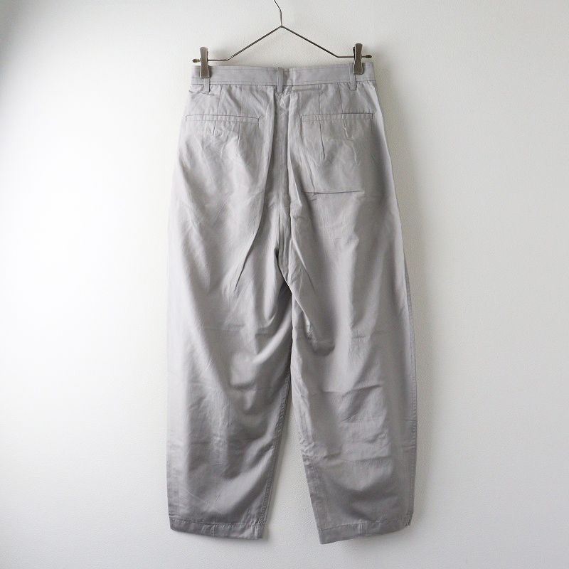 定価6 6万 2025 SS ミナペルホネン mina perhonen pietra シルクコットン タック入りテーパードパンツ 38 薄グレー┃