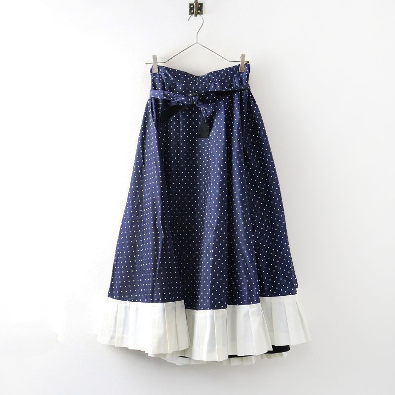 マダマダ madder reversible skirt リバーシブルスカート ネイビー ブラック ドット 2 WAY プリーツ