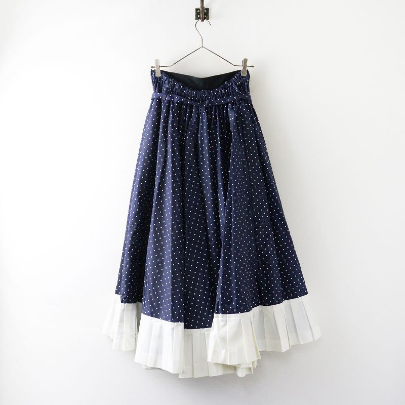 マダマダ madder reversible skirt リバーシブルスカート ネイビー ブラック ドット 2 WAY プリーツ