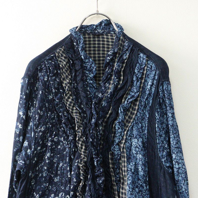  2025年製 フォーティーファイブアール 45 R 二重織フラワープリントミックスのドレス インディゴ ネイビー 藍染 その他 その他