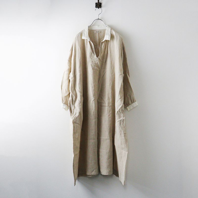 イチアンティークス ICHI Antiquites リネン スキッパー ワンピース ベージュ トップス クレリック