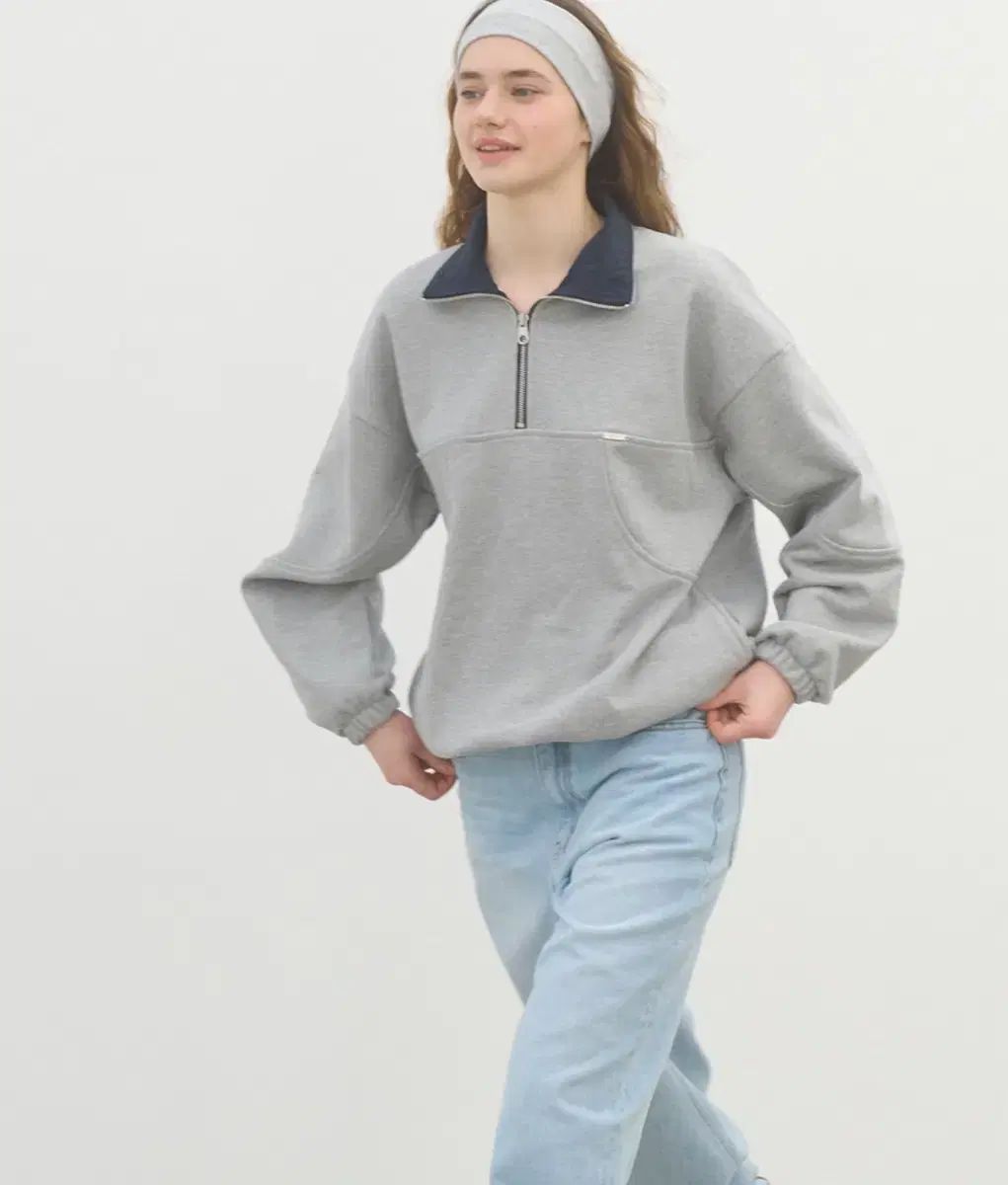 ソイユ フリース ハーフジップアップ グレー