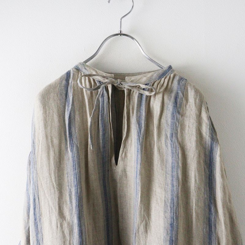  イチアンティークス ICHI Antiquites Linen INDIGO Stripes Dress リネン インディゴ ストライプ ドレス ベージュ その他 その他