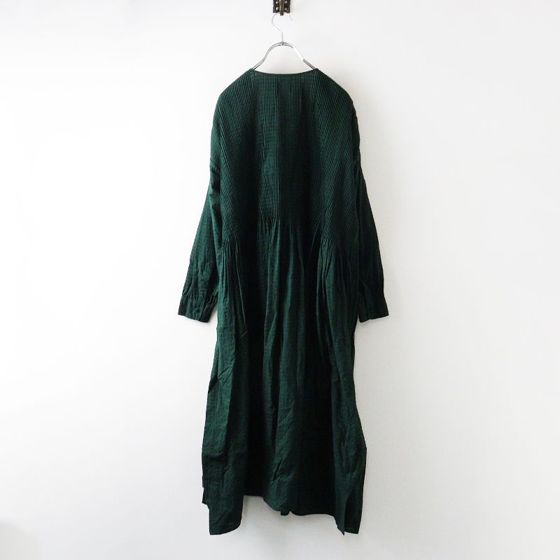 メゾンドソイル maison de soil ミニピンタック チェック ワンピース 2 グリーン トップス ドレス ギャザー