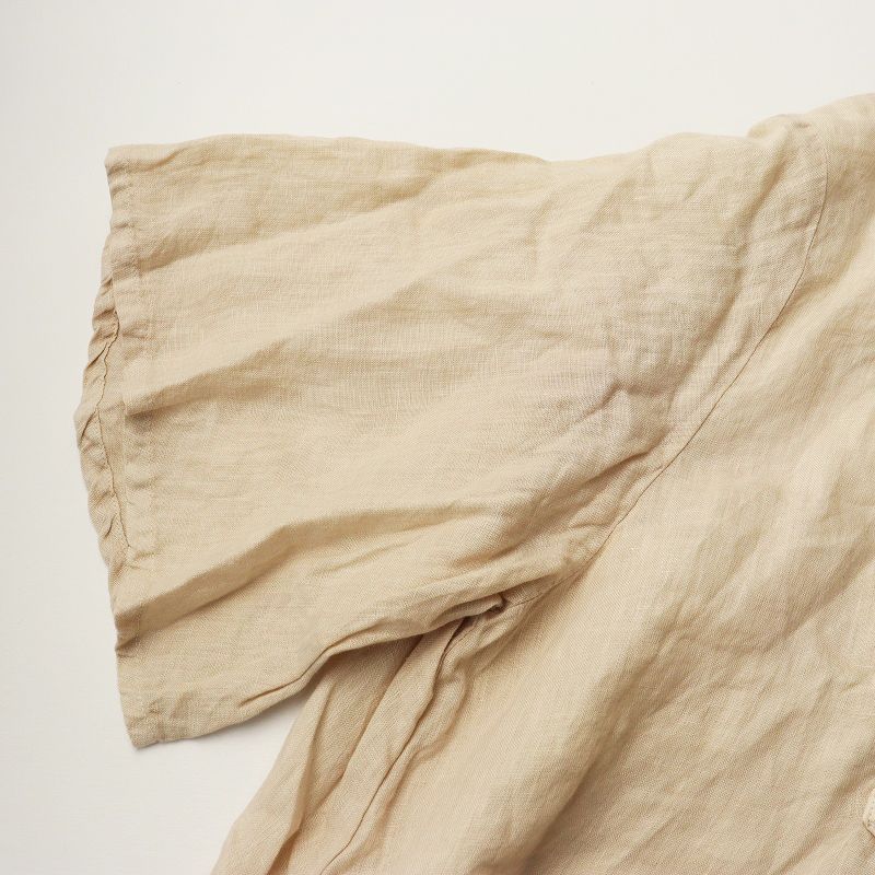 リネンバンドカラーシャツワンピース F