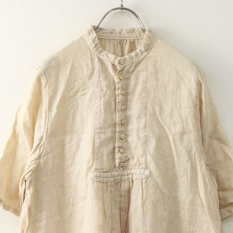 リネンバンドカラーシャツワンピース F