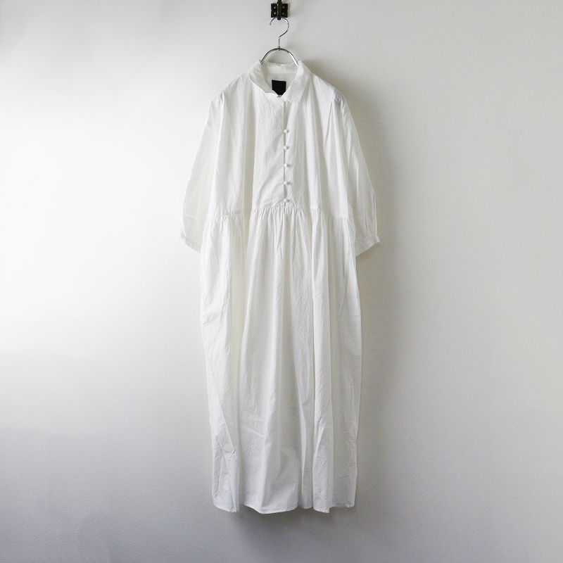 TANDEY タンディ オオカミとフクロウ フクロウと古着と日曜日と ギャザーワイドワンピース‖ホワイト ドレス