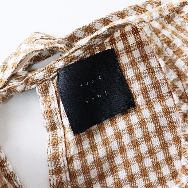  TANDEY タンディ オオカミとフクロウ 三拍子のブーケ 5分丈 ギンガムチェック ワイドワンピース‖ブラウン その他 その他