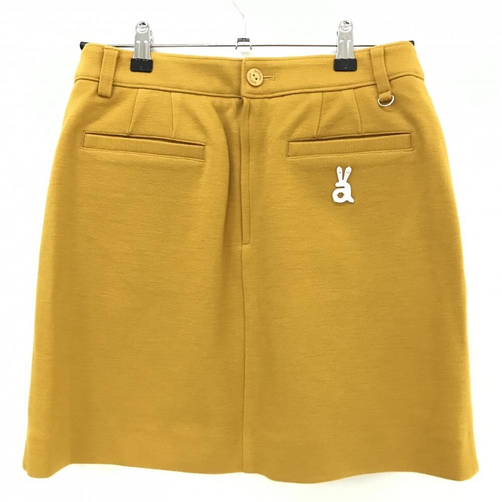 超 アルチビオ スカート マスタードイエロー 白 ウール混 裏地付 レディース 40 L ゴルフウェア archivio